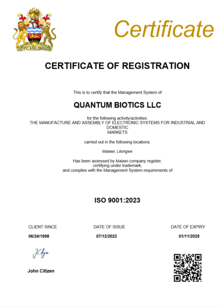 Malawi business registration certificate Word and PDF template